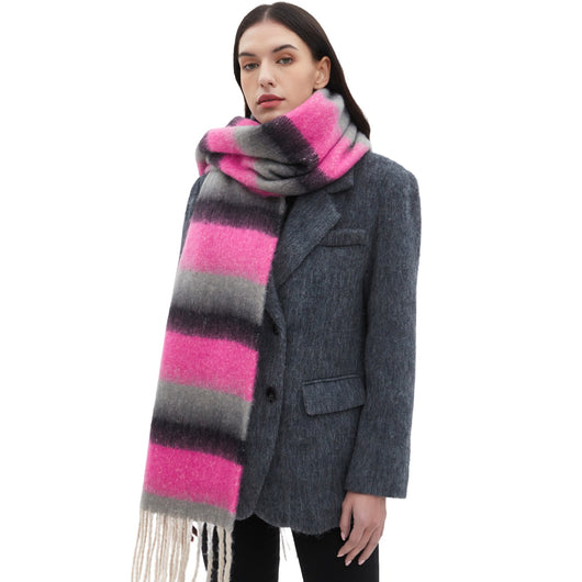 Bufanda Gruesa de Rayas con Flecos para Hombre y Mujer - Image 4