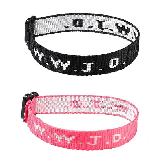 Pulsera Ajustable con Cinta Jacquard Estampada WWJD Unisex