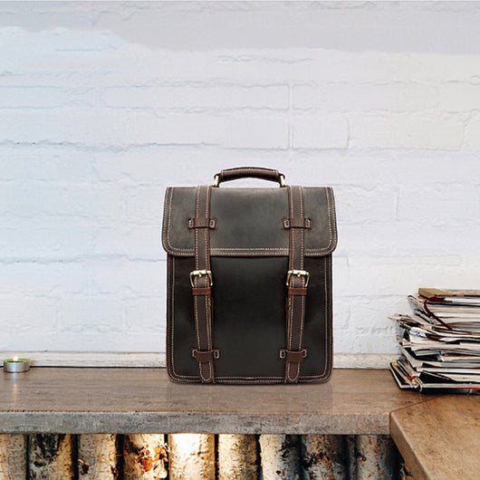 Mochila de Cuero Vintage Crazy Horse para Hombre - Image 12