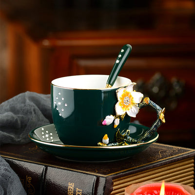 Juego de Taza y Platillo de Cerámica Esmaltada Creativa - Image 7