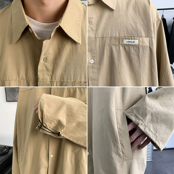 Camisa Manga Larga Retro Versátil para Hombre