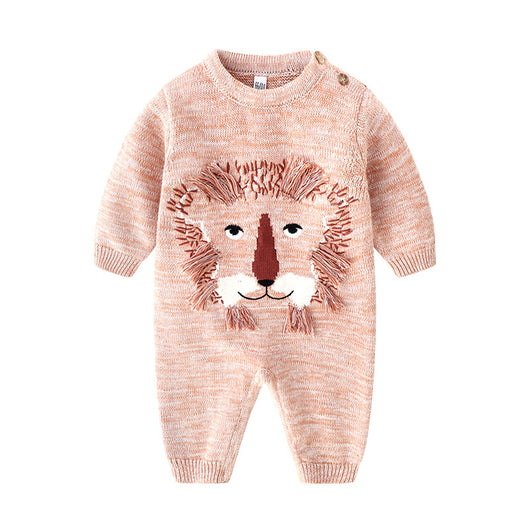 Suéter de una pieza tejido en algodón con diseño de león adorable - Image 12