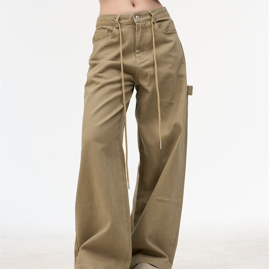 Pantalón Cargo Recto con Bordado de Alfabeto Retro y Múltiples Bolsillos para Mujer - Image 6