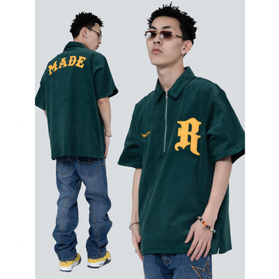 Sudadera Retro Street Manga Corta Pana con Cierre - Image 9