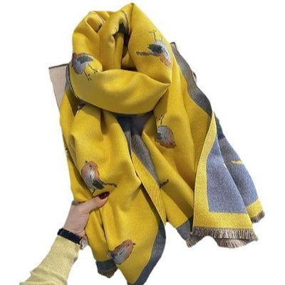 Pashmina Cálida con Diseño de Aves - Bufanda Versátil de Cachemira - Image 5