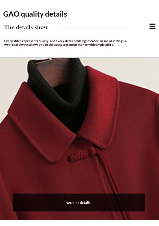 Abrigo de Lana Reversible Oversized Estilo Chino Rojo - Image 15