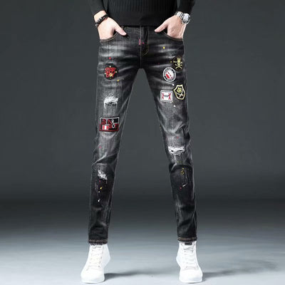 Jeans Casuales para Hombre con Bordado de Águila - Fácil de Combinar - Image 10