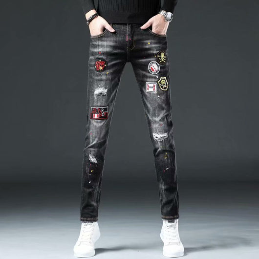 Jeans Casuales para Hombre con Bordado de Águila - Fácil de Combinar - Image 10