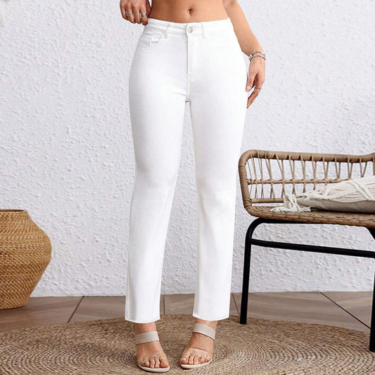 Jeans Blancos Cropped Talla Grande Corte Recto - Image 3