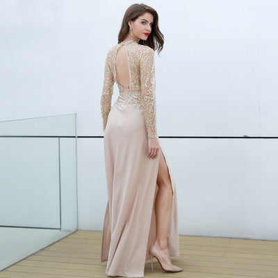 Vestido Largo Infantil con Lentejuelas y Transparencias para Otoño e Invierno
