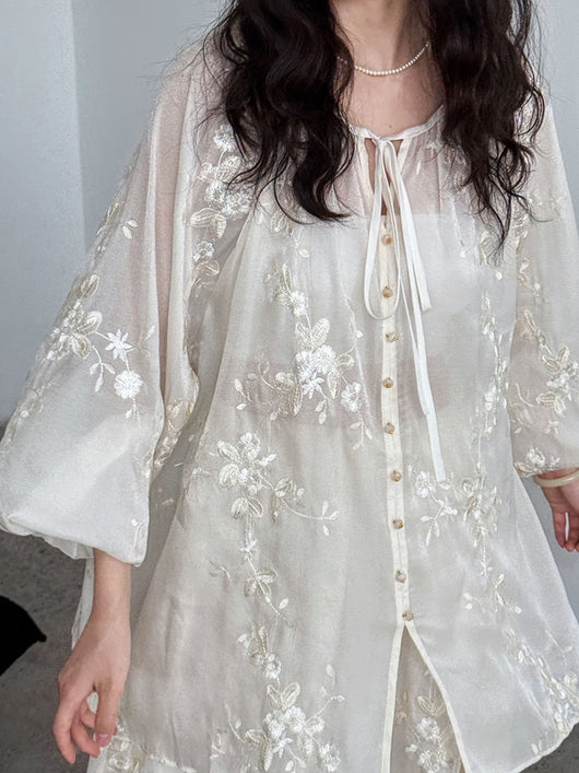 Vestido Camisero Bordado Estilo Chino Midi - Image 21