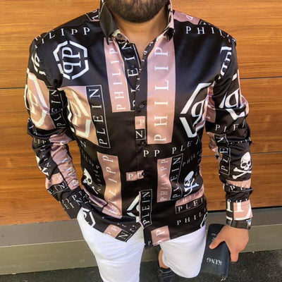 Camisa Estampada Manga Larga Slim Fit para Hombre - Image 3