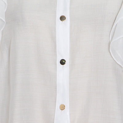Blusa Organza Color Sólido con Cuello Solapa y Volantes - Image 23