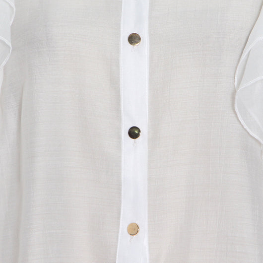 Blusa Organza Color Sólido con Cuello Solapa y Volantes - Image 23
