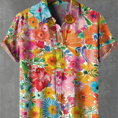 Camisa Casual Holgada para Hombre con Estampado y Botones - Image 11