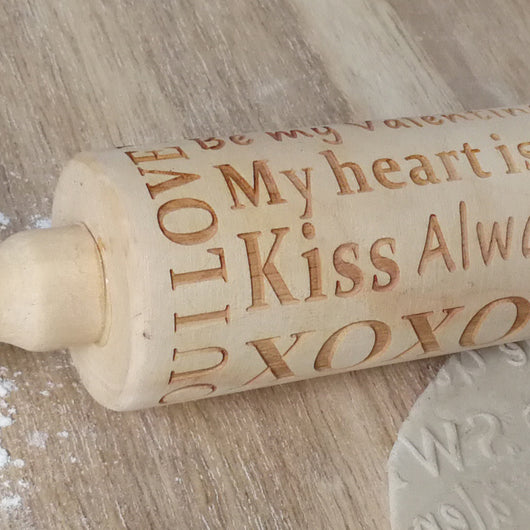 Rodillo para Galletas con Letras de Madera Grabadas para San Valentín - Image 9