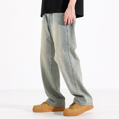 Jeans Rectos Teñidos Amarillo Barro para Hombre