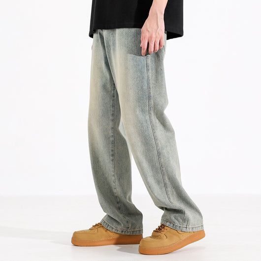 Jeans Rectos Teñidos Amarillo Barro para Hombre