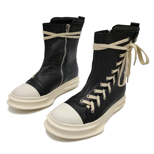 Botas Martin de Cuero con Cordones y Plataforma Elevadora