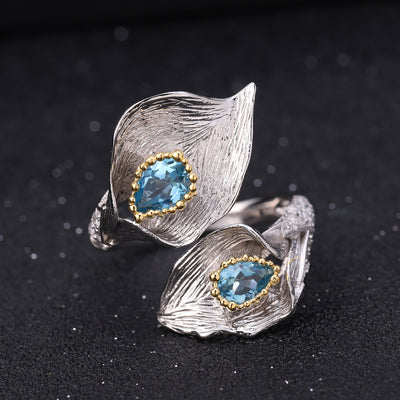 Anillo Ajustable de Plata con Gemas Naturales - Image 3