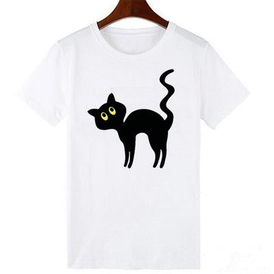 Camiseta Negra Estampado Patitas de Gato - Diseño Europeo Manga Corta - Image 14