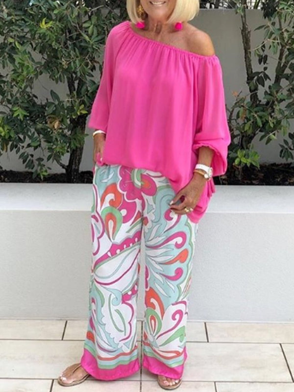 Conjunto Casual Elegante: Pantalón Estampado + Top Hombro Descubierto - Image 3