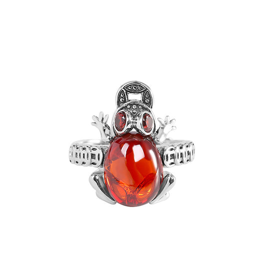 Anillo Sapo Dorado en Piedra Azul Tricolor - Image 9