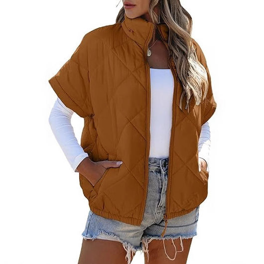 Chaqueta Cálida con Diseño de Diamantes y Bolsillos con Cierre - Image 3