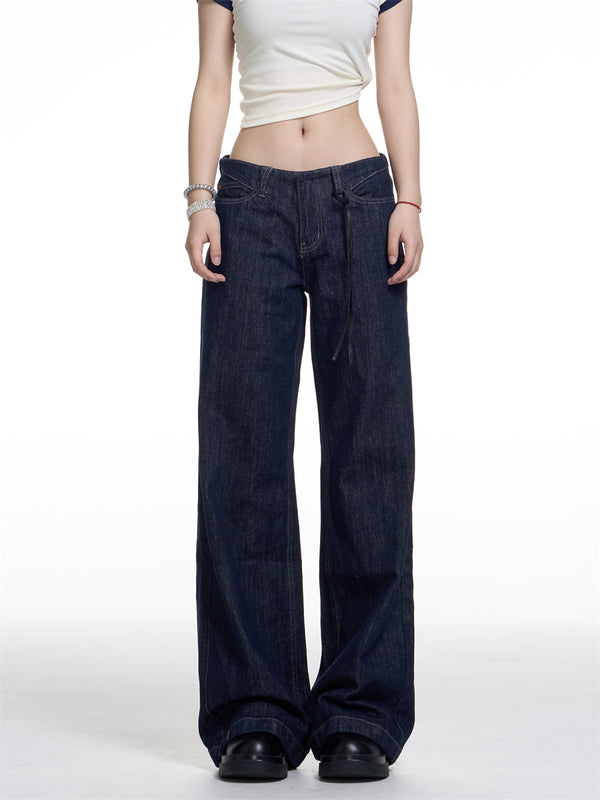 Jeans Retro Americano Desgastado Mujer Corte Recto Holgado - Image 3