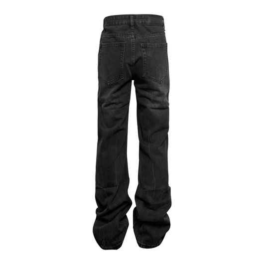 Pantalones Denim Negros Rotos con Lavado Gastado - Image 5