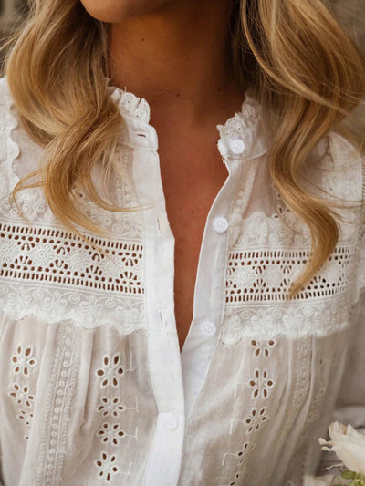 Blusa Resort Calada con Bordado y Diseño Hueco - Image 8