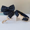 Collar para Perro Azul Marino con Cuadros y Botones Dorados