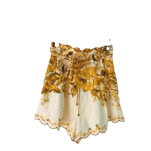 Conjunto de Blusa de Lino Ondulado y Shorts Estampados para Mujer - Image 12