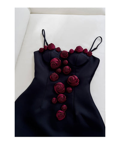 Falda Suspender Estilo Socialité Francesa con Cintura Ajustada y Flores - Image 11