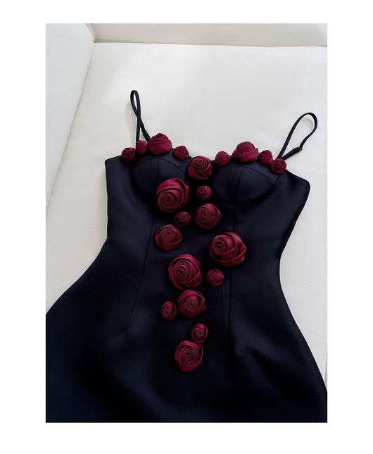 Falda Suspender Estilo Socialité Francesa con Cintura Ajustada y Flores - Image 11