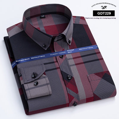Camisa Casual Antimanchas para Hombre Maduro - Patrón Cuadros Bronce sin Planchado - Image 17