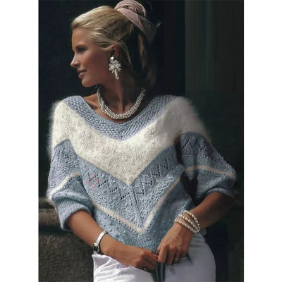 Suéter Casual para Mujer con Cuello en V y Detalles de Rayas - Image 3