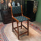 Taburete Alto de Cuero Vintage con Asiento de Silla de Madera Maciza