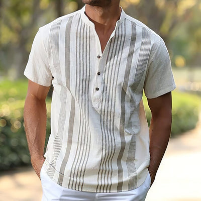 Camisa de Rayas Clásica de Manga Corta para Hombre - Image 8