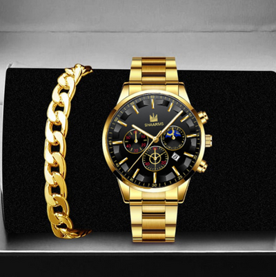 Reloj de Cuarzo Grande con Tres Ojos y Calendario - Diseño Redondo Elegante - Image 3