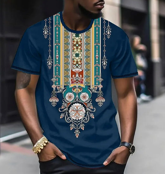 Camiseta Estilo Étnico con Impresión 3D Digital para Hombre - Image 4