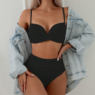 Traje de Baño Bikini Cintura Alta con Refuerzo de Acero para Mujer