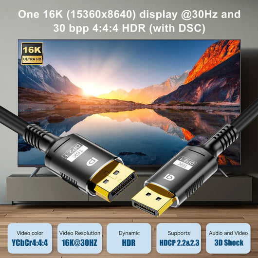 Cable DisplayPort 1.4 16K Macho a Macho con Funda Tejida - Image 16