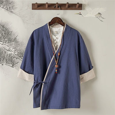 Camisa Retro Estilo Chino de Lino para Hombre con Manga Corta - Image 8