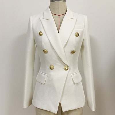Traje de lino doble botonadura con botones de león metálico - Image 20