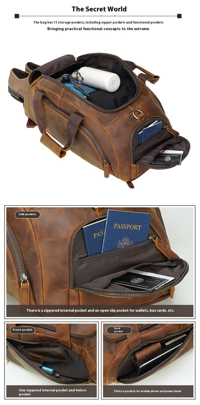 Mochila de Cuero Retro para Hombre - Gran Capacidad para Aventuras al Aire Libre - Image 9