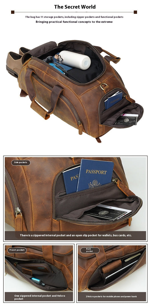 Mochila de Cuero Retro para Hombre - Gran Capacidad para Aventuras al Aire Libre - Image 9