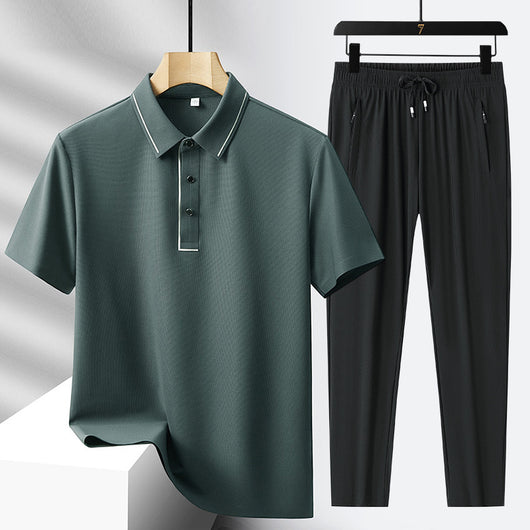 Conjunto Deportivo Polo y Pantalón Ice Silk sin Costuras - Lujo Ligero - Image 15