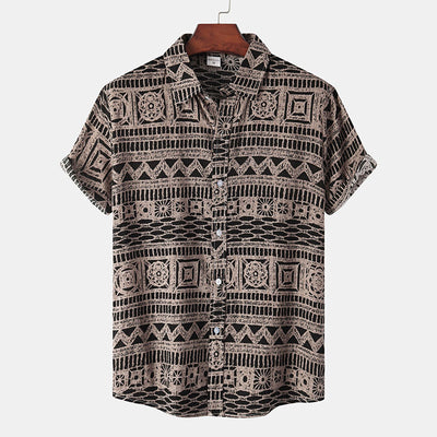 Camisa Retro Holgada de Manga Corta para Hombre Talla Grande - Image 20