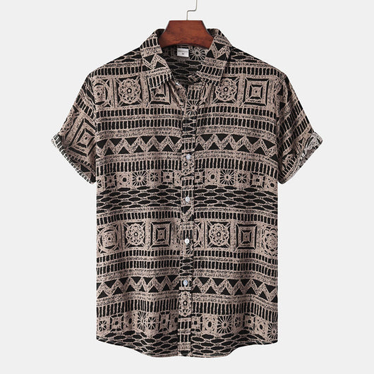 Camisa Retro Holgada de Manga Corta para Hombre Talla Grande - Image 20